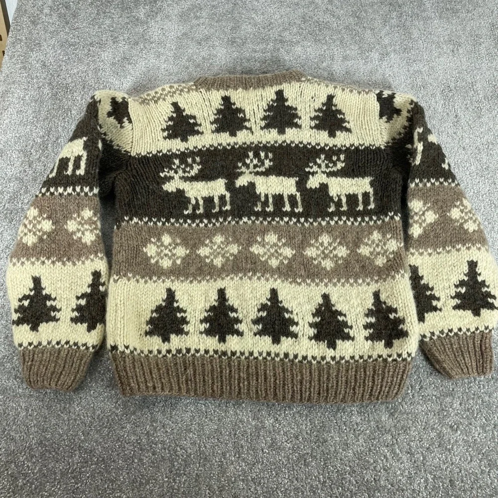 Vintage Wool Sweater Mens Medium Nordic Chunky Knit Christmas Reindeer Snowflake